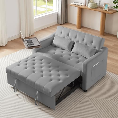 hansones 53.15" Convertible Sleeper Sofa Bed with Swivel Table, Adjustable
