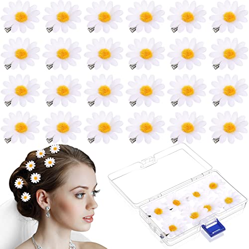 24 Pieces Daisy Hair Clip Flower Clips for Hair Sweet Flower Barrette Bridesmaid Hair Pin Daisy Hair Pins Women Sweet Daisy Hairpin Beach Wedding Flower Hair Accessory for Women Girls Hair Supplies