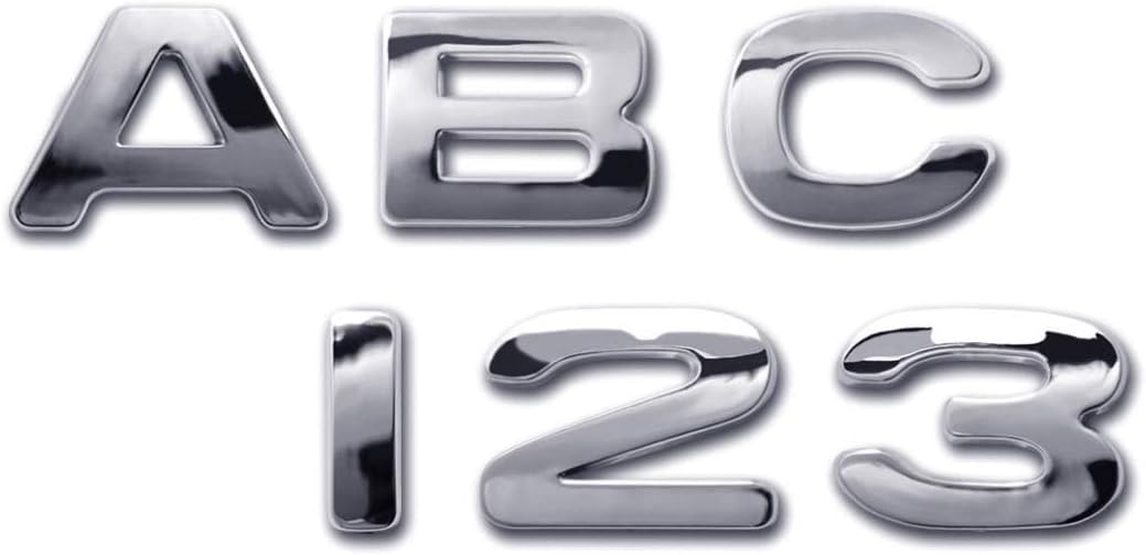 Elektroplate Personalized Set of Chrome Auto Letters and Numbers - Cloud Style 1" x 1.3" | Premium Weatherproof Adhesive Chrome Letters for Cars, Trucks, SUVs, and More