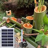 Solare Bambusbrunnen, Zen-Garten Wasserspiel, Dekoratives Landschaftsornament, Freistehender Brunnen mit Wasserrad, Feng Shui Teichdeko, für Rasen, Terrasse, Hinterhof