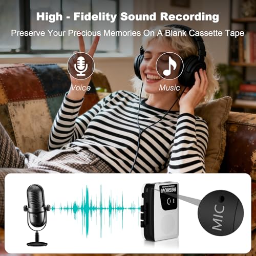 Convertisseur USB vers MP3 et baladeur cassette compact avec écouteurs Reshow - 4