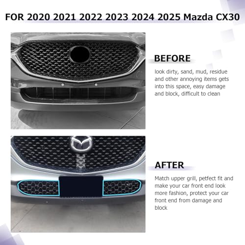 Image of LUWU Front Grill Mesh Compatible With 2020-2025 2026 Mazda CX-30 Front Mesh Grill Inserts Trims Front Mesh Grille Cover Guard for 2025 2026 Mazda CX30 Car Exterior Accessories ABS Material 2PCS