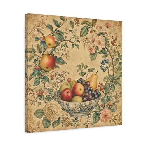 Décoration de cuisine rétro avec cette toile de fruits vintage carrée 50cm