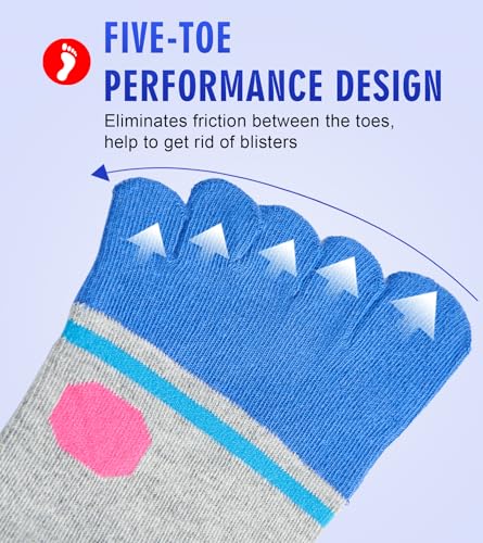 Image of Women Toe Socks 5 Finger Cotton Wicking Athletic 6 Pack 3 Pack