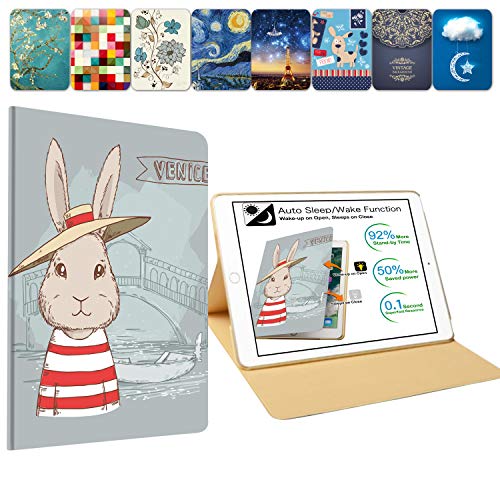 Image of DuraSafe Cases for iPad Mini 7.9 Inch 3rd 2nd 1st Gen [ Mini 3 Mini 2 Mini 1 ] A1599 A1489 A1432 A1599 A1489 A1432 MGNR2HN /A Ultra Slim Printed Smart PU Leather Flip Folio Book Cover - Bunny Hat