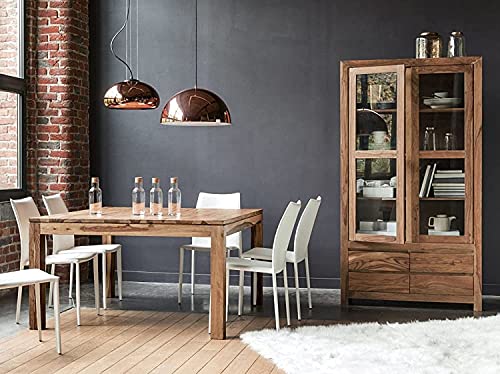 Image of SONA Art & Crafts Wood Multipurpose Kitchen Crockery Cabinet Display Rack with 2 Door and 4 Drawer for Living Room Bedroom Solid Wood Bookcase Wooden Furniture for Home Office (Natural Finish)