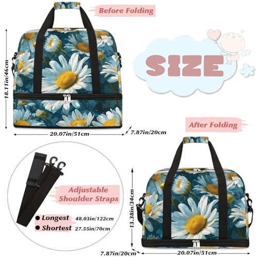 Beautiful Prints Flower Retro Travel Duffle Bag, Collapsible Travel Bag Sports Gym Bag With Shoes Compartment Weekender Bag Overnight Bag For Women Men2