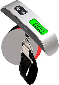 Balança Para Malas Viagem Digital Portátil Até 50kg Mão Trava Mala Bagagem Prateado Moderna Pratica Premium