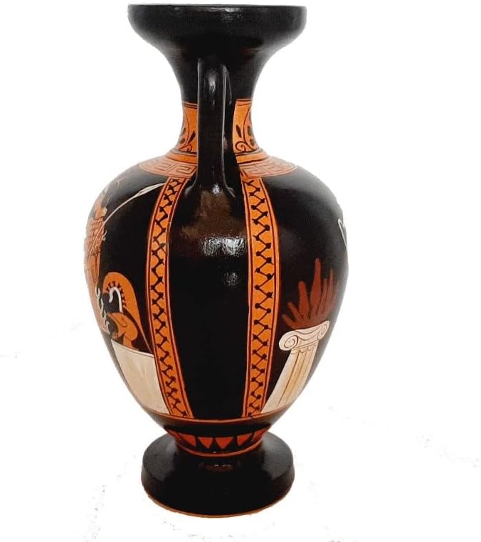 Red Figure Pottery Vase 22cm,Hercules with Goddess Athena