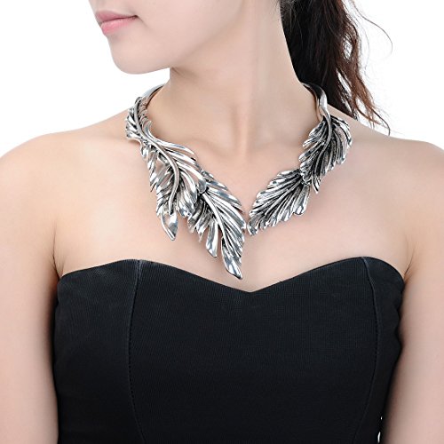Jerollin Silver Choker Collar Necklaces For Women, Stainless Steel Gold Statement Necklace Open Choker Bib Necklace African Jewelry Necklace #TOP2