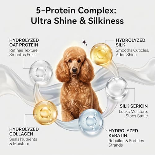 aumuca Dog Detangling & Shine Spray – Leave-in Conditioner & Dematting Spray for Doodles, Cats & Horses Without Buildup | 5-Protein Complex for Deep Repair & Enhanced Shine | 8 Fl Oz (Floral) — view 2