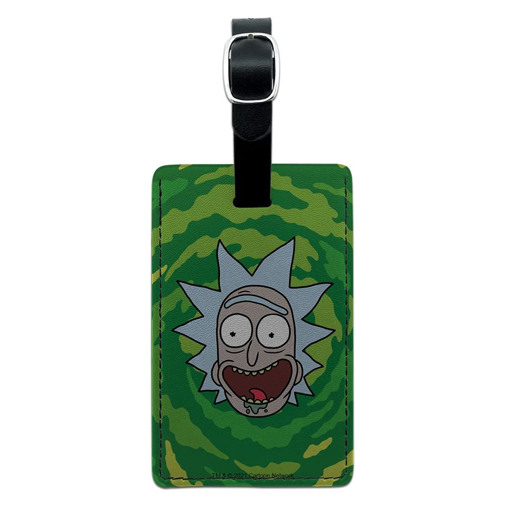 Rick and Morty Rick Headshot Rectangle Leather Luggage Card Carry-On ID Tag