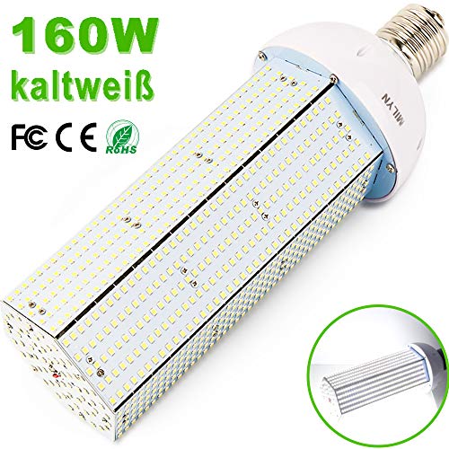 MILYN Ampoule Led 160W E40 LED Maïs Ampoules, 6000K Blanc Froid, 16800LM, 1260X2835SMD, AC100-277V, 1400W Équivalent Ampoules à CFL/HPS pour Garage Porche Jardin Entrepôt Atelier Rue Baie Parking