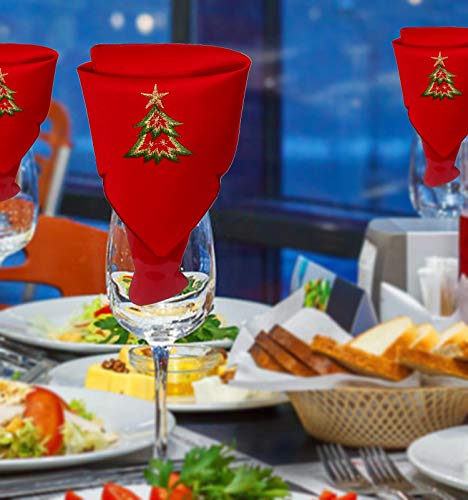 Servilletas navideñas rojas bordadas 4 unidades miniatura 3