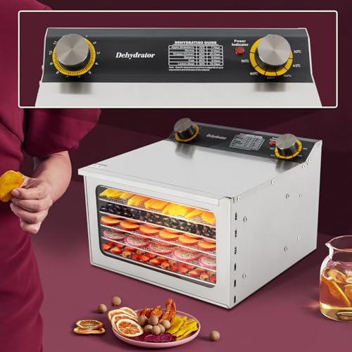 Dörrautomat mit 6 Edelstahl-Dörrgitter, 400W Lebensmittel-Trocknungsmaschine für den Hausgebrauch, Temperaturbereich 30-90℃/86-194℉ für Obst, Gemüse, Kräutern, Fleisch, Gewürzen – Bild 8