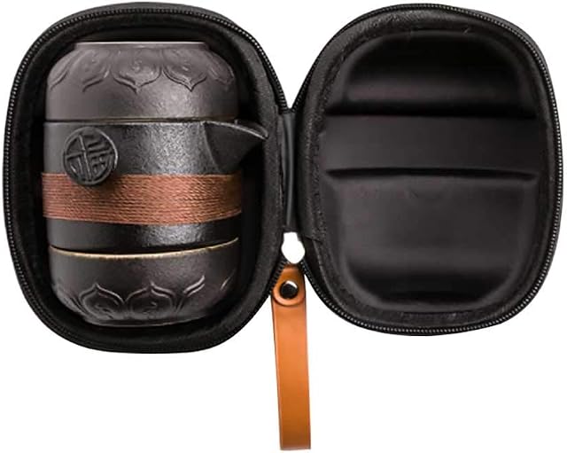 Portable Travel Tea Set with Case, Chinese Kung Fu Teapot 1 Pot 2 Cups, Ceramic Tea Pot Set, for Outdoor Picnic Business