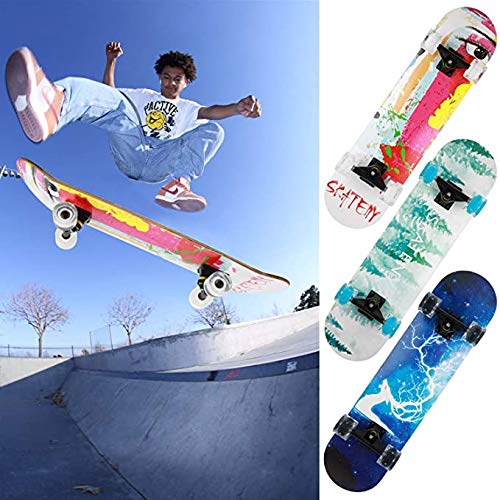Planche à roulettes pour débutant, Planche à roulettes 7 Couches de Planches 31 'x8' Pro Complete Flash Wheel Skate Board, longboards en Bois d'érable pour Adolescents Adultes Débutants Filles