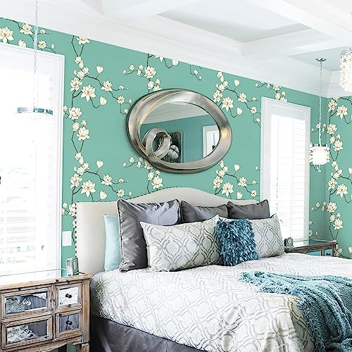 Glorytik 17.3" X 197" Floral Wallpaper Green Vintage Peel And Stick Wallpaper Beige Flowers Contact Paper Self Adhesive Wallpaper Removable Wallpaper Decoration For Home Walls #TOP2