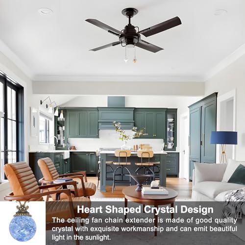 Image of PATIKIL 15 inch Ceiling Fan Pull Chain, 4 Pcs Crystal Pull Chain Fan Connector Vintage Ceiling Fan Ornament Fan Chains Extender for Ceiling Light Lamp Fans, Light Blue (Ball)