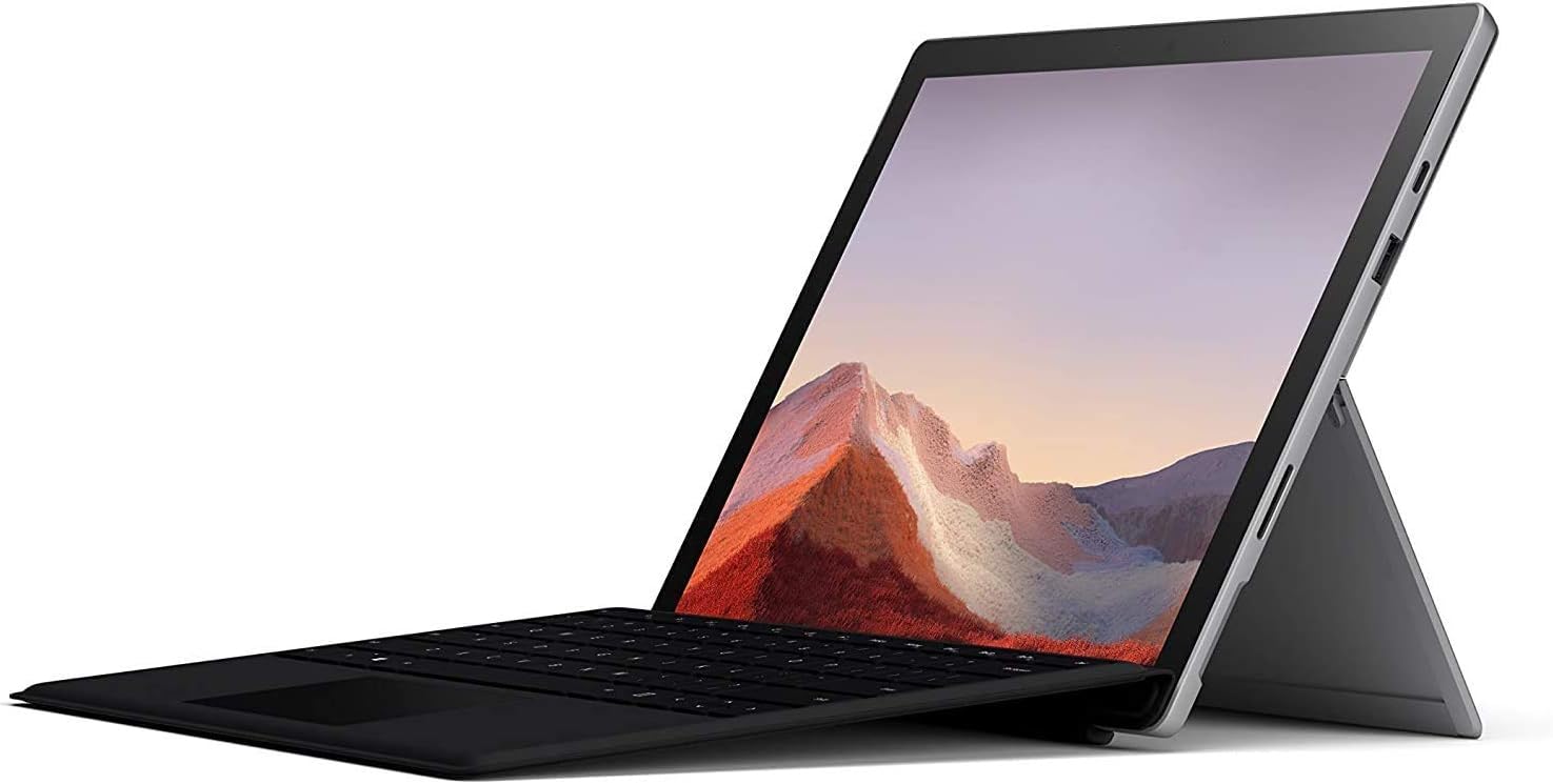 Newest Microsoft Surface Pro 7 12.3 Inch Touchscreen Tablet PC Bundle w/Type Cover, Silver Surface Pen & WOOV Bag, Intel 10th Gen Core i5, 8GB RAM, 128GB SSD, WiFi, Windows 10, Platinum (Latest Model)