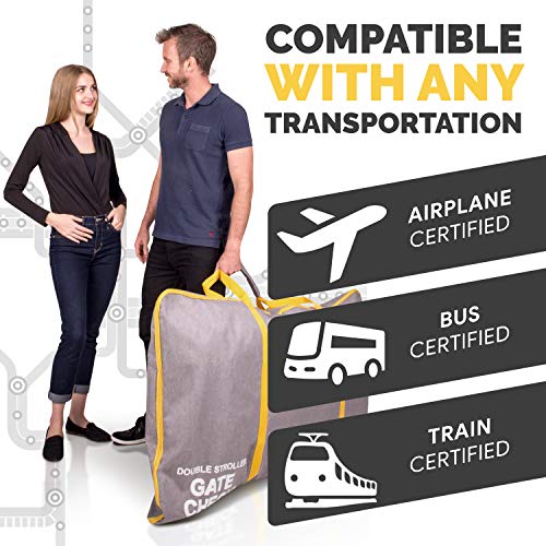 OnGuard Stroller Travel Bag for Double Strollers - Waterproof Rip Resistant Polyester Compact - Stroller Bag Cover Accessories, Stroller Bag for Airplane, Gate Check Bag for Baby Stroller