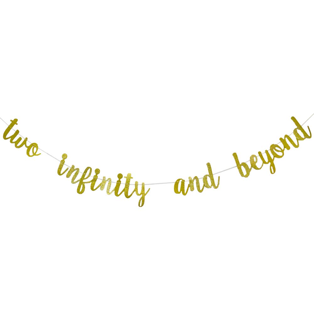 senni home Two Infinity and Beyond, 2-Year-Old Birthday Banner, 2nd Birthday Party Banner, 2nd Birthday Glitter Garland Sign