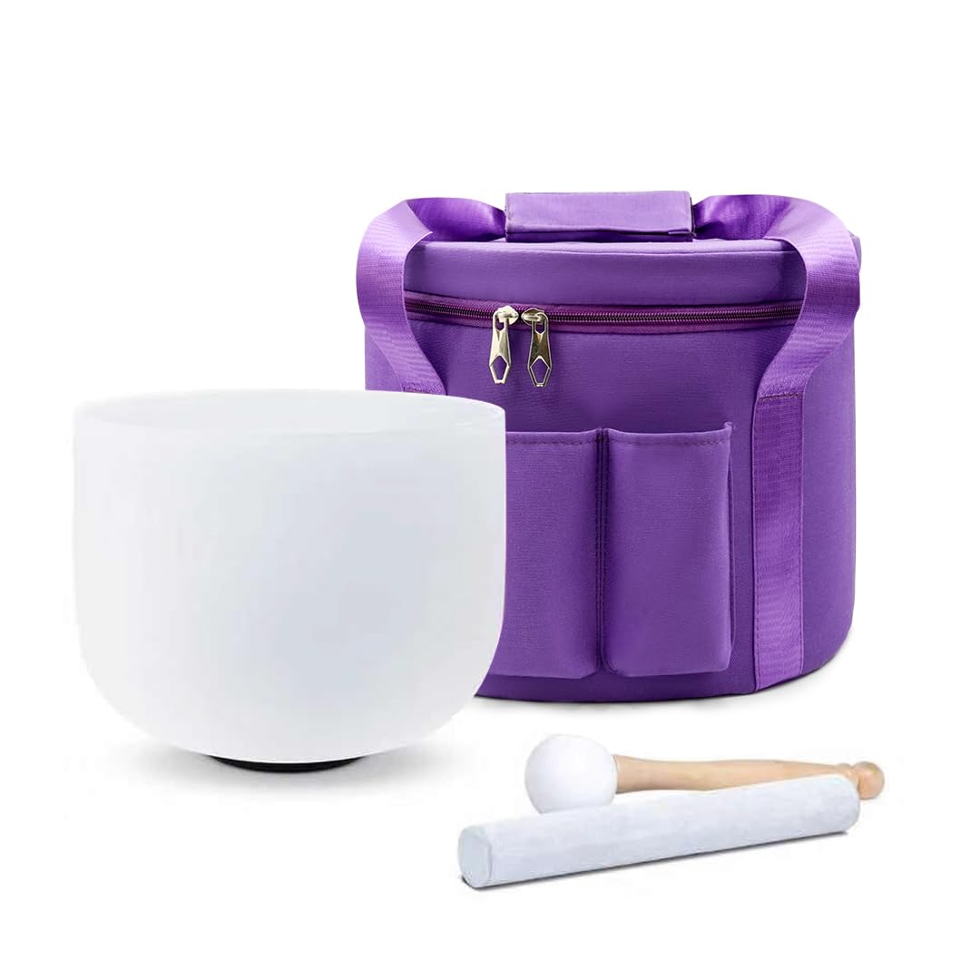 Hye-eun Bol chantant en cristal - 20,3 cm - Chakra - Sac de transport - Instrument de percussion - 20,3 cm - 528 Hz C