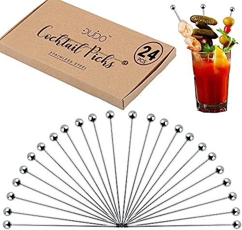 Clyictz Metal Cocktail Picks Holder Set, 12 Cocktail Toothpicks Reusable Stainless Steel Decorative Toothpicks For Appetizers - View #7