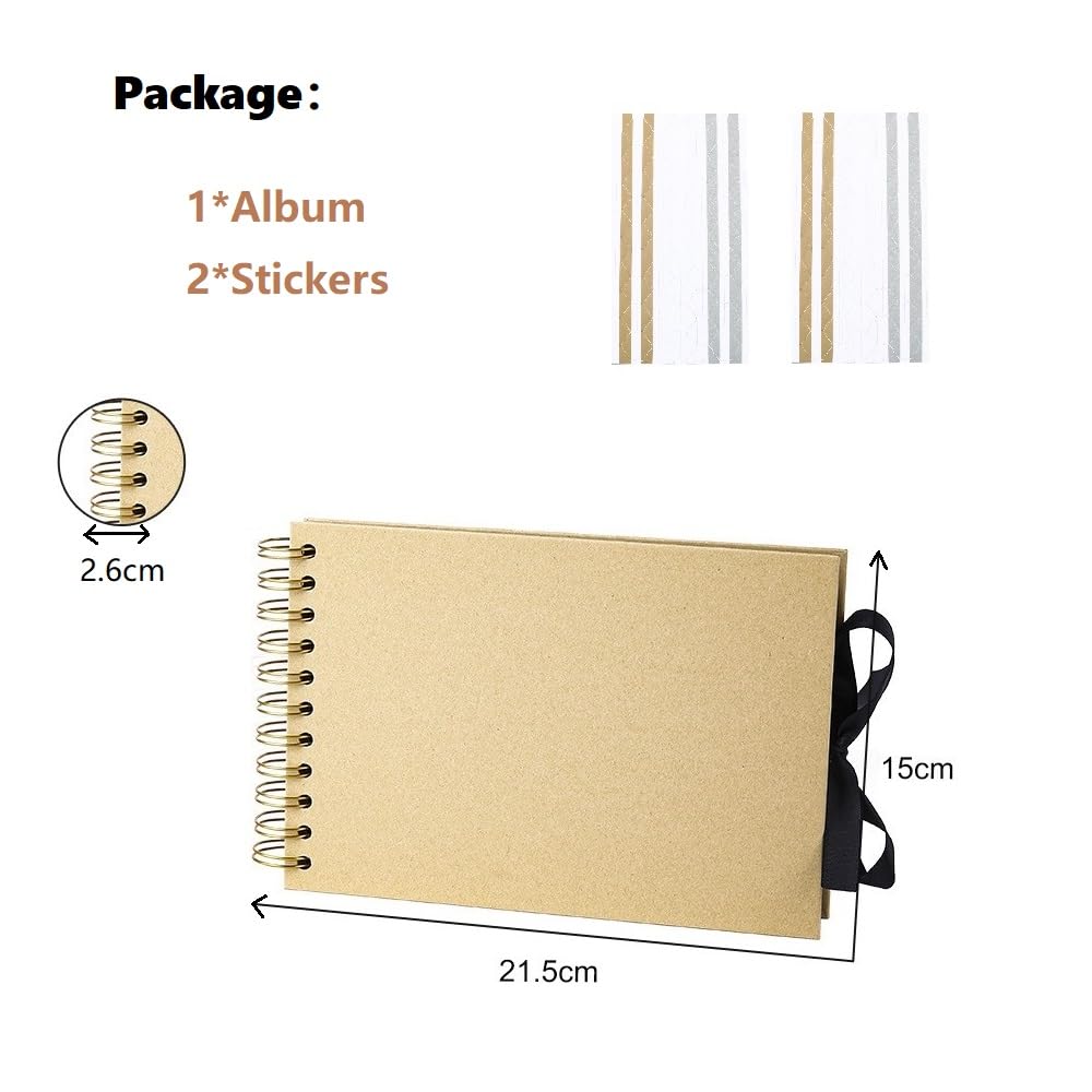 Album Fotografico Fai Da Te A5 - 60 Pagine Carta Nera, Con Adesivi Dorati Per Ricordi - Foto 6