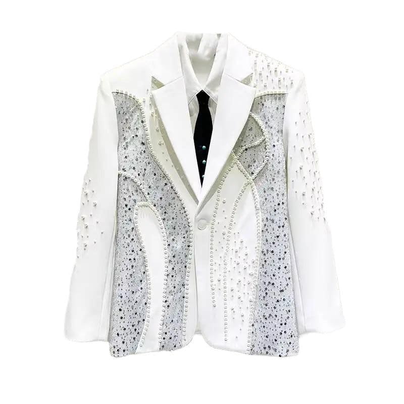Blazer de performance haut de gamme à perles patchwork - 7