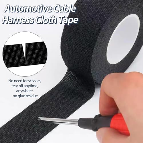 Image of 3 Rolls Wiring Harness Cloth Tape 1 Inch x 66 FT Per Roll Heat Wear Resistant Tape Easy to Tear and Stick by Hand, Suitable for Isolation and Noise Reduce Wrapping of Engine Wiring Harnesses