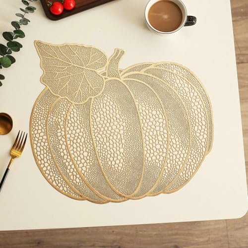 Set de table citrouille en PVC or lot de 8 lavable Daesar 42x40cm