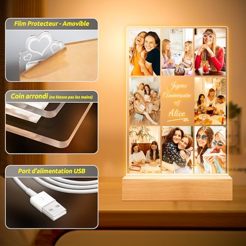 Bulaient Cadeau Anniversaire Femme, Cadre Photo Personnalisé – vue 5