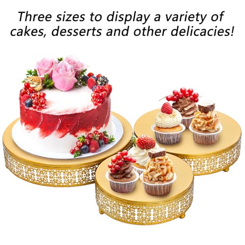 Youeon 3 Pack Metal Gold Cake Stand, 12/10/8 Inch Round Cake Stands for Dessert Table, Cupcake Pastry Display, Elegant Metal Display Risers for Weddings, Parties, and Events - Image 7