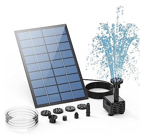 2,5 W fonteinpomp op zonne-energie, met 6 spuitmonden en 4ft waterleiding, pomp op zonne-energie for vogelbad, vijver, tuin en andere plaatsen.,Hoge efficiëntie(2.5W)