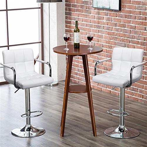 Yaheetech 4Pcs Adjustable Bar Stools Kitchen Counter Barstools Bar/Counter Height Stool Chairs Pu Leather Hydraulic Swivel Dining Chair With Armrest, White #TOP7