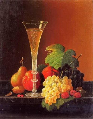 Peinture à l'huile Fruit and a Glass de Champagne pour Grand Mur Vide Salon 30x36