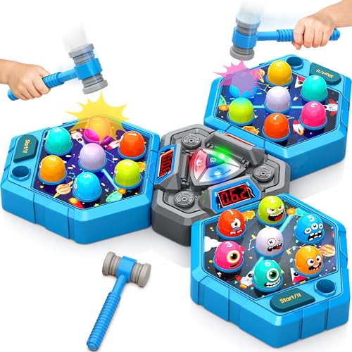 Whack Game Mole for Toddlers Toys for 3 4 5 6 7+ Year Old Boys Girls Pounding Toys for Age 3-8 Birthday Gift for 3-12 Year Old Boys Girls Interactive Educational Toys with 3 Modes 1-3 Player