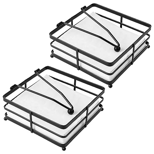Porte-serviettes plat en métal lot de 2 distributeur carré fer rustique