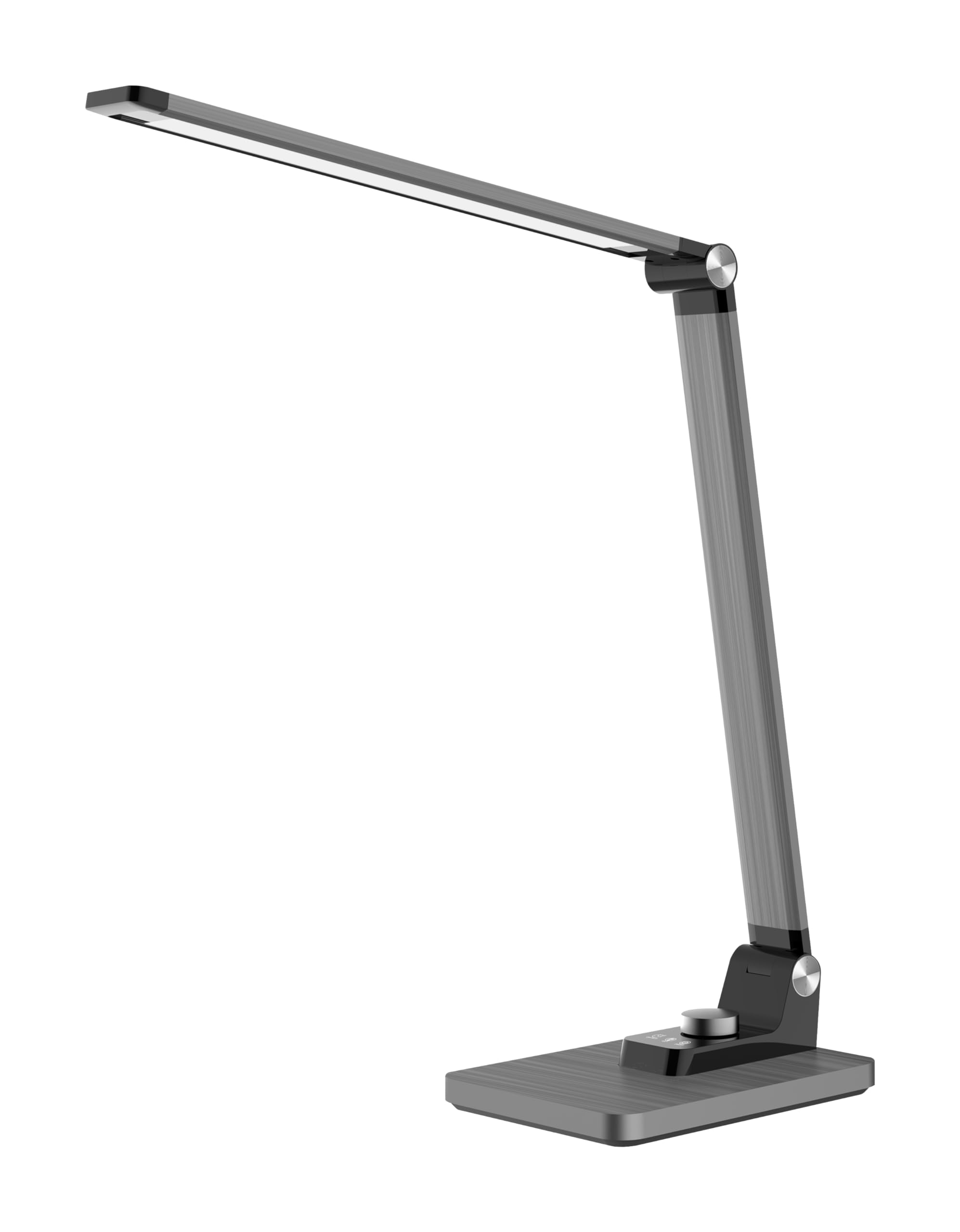Hansa LED Tischleuchte Breeze grau metallic, stufenlos dimmbar, 3 Farbtemperaturen, 3000-5800 Kelvin, Memory-Funktion, Abschaltfunktion, Drehknopf