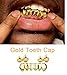Longita 1 Set Gold Teeth Grillz for Women Grills for Your Teeth Men Gold Tooth Cap Grillz for Women Golden Tooth Jewelry Mouth Grills Men Hip Hop Rapper Outfits Custom Accessory Halloween Party