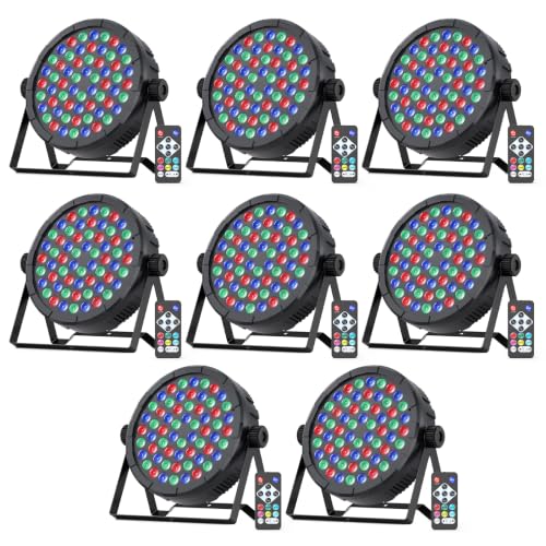 Image of RGB Stage Par Lights 60 LED Uplights, Remote 7CH DMX512 Auto Sound Activated Uplighting Indoor, DJ Lights for Parties Event Wedding Club Church Band Stage Lighting(8 Pack)