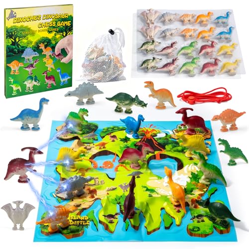 Dinochez Dinosaur Chess Game, 20Pcs Dinosaur Stones & Portable Storage Bag, Strategy Board Games for Family Games Night, Valentines, Easter, Stocking Stuffers, Party Favors by rytopt - Used condition - US$8.50