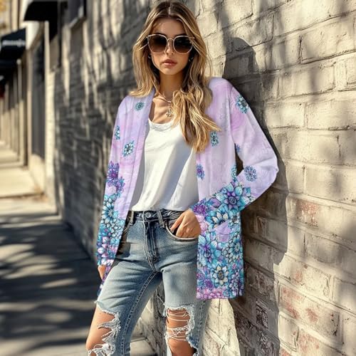 Image of Biyejit Women's Long Sleeve Open Front Cardigan Casual Loose Lightweight Cardigans with Pockets Drape Cardigan