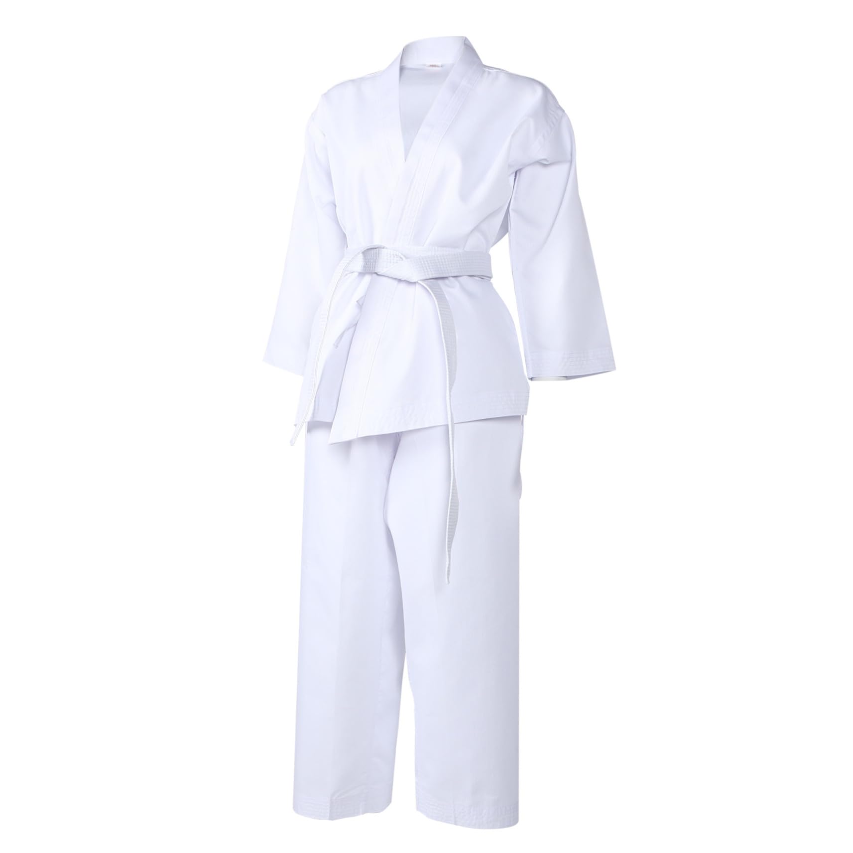 Healeved Costume de Taekwondo Professionnel pour Adultes en Polyester Blanc, Ensemble Réutilisable Ceinture, Pantalon à Cordons, pour Entraînement et Compétition