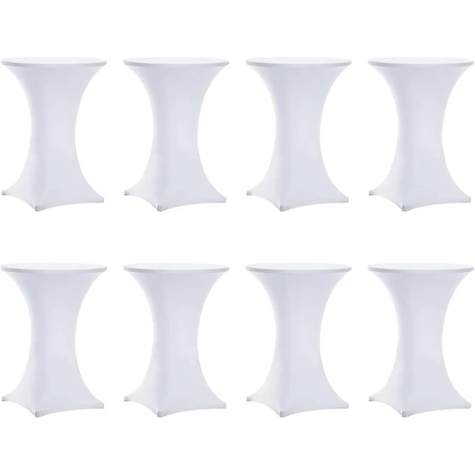 Xinglongs Spandex Cocktail Table Cover 8 Pack 36x43 Inch Highboy Spandex Cocktail Table Covers White, Fitted Stretch Tablecloth For Round Tables