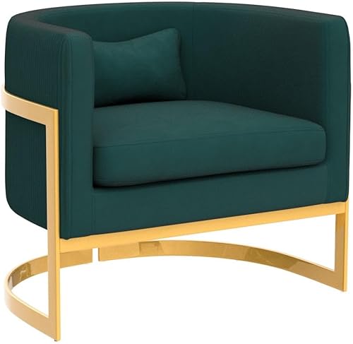 Miniatura 5 de Alunaune Silla moderna para sala de estar, sillón de terciopelo con diseño de barril de terciopelo, sillón tapizado, bañera de mediados de siglo,