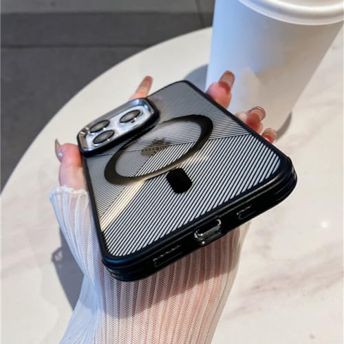 Coque iPhone 15 Pro Max transparente violette en métal géométrique antichoc PC dur - 6