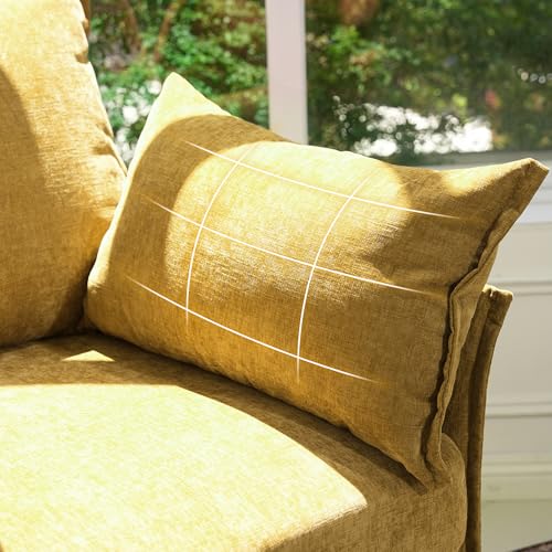 Sillón con Ottoman Plegable Amarillo miniatura 5