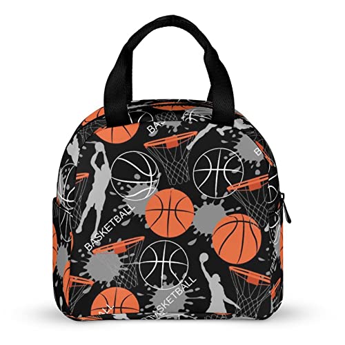 Basketball Sport Pattern Lunch Tote Bags For Women Men Meal Box Insulated Reusable Portable Food Storage Cooler Pack Large #TOP7